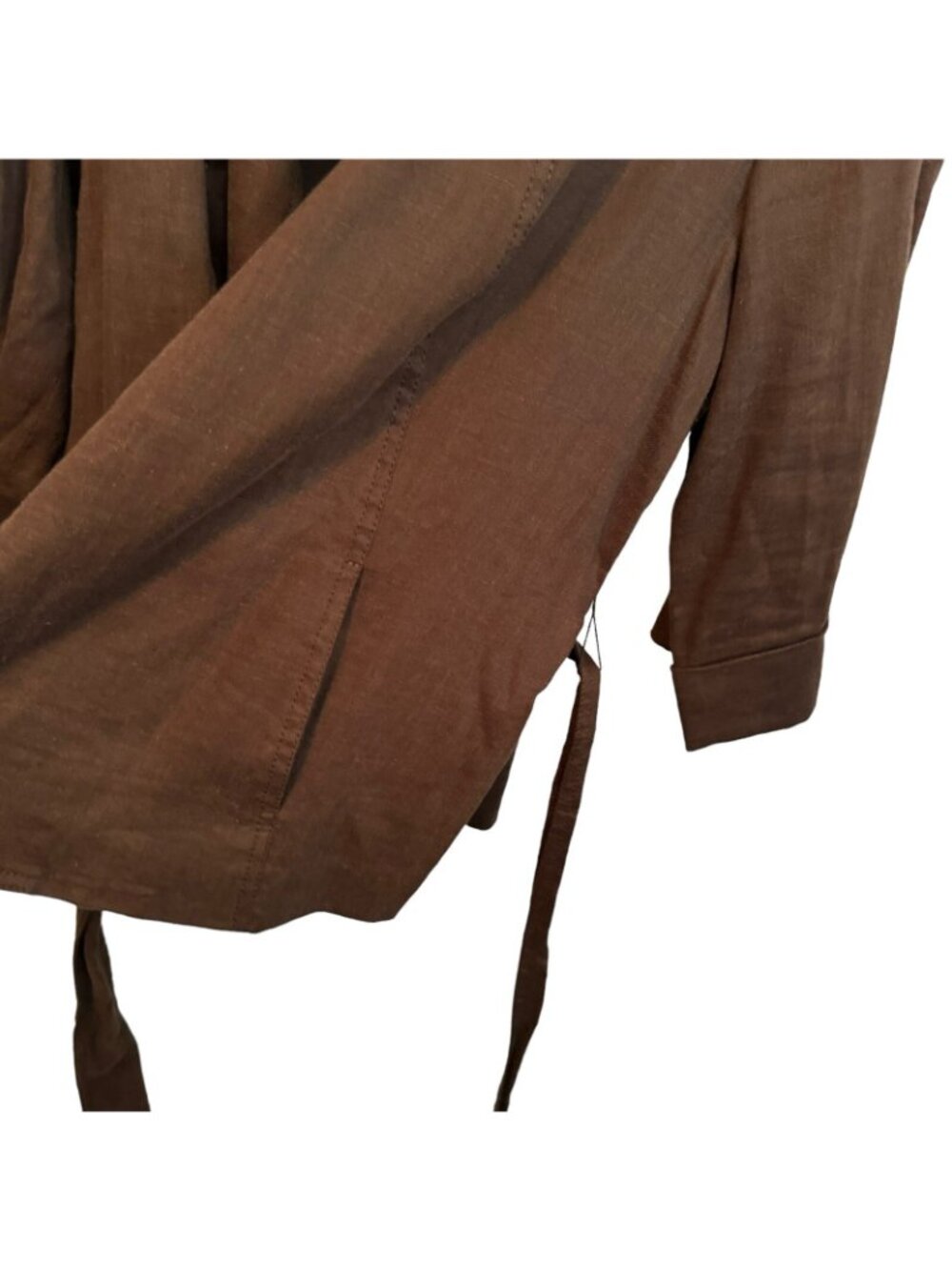 Talbots Blazer Size 14 Brown Linen Blend Belted Women Blazer Jacket - Picture 12 of 12